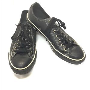 Black leather Converse with white accent